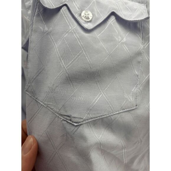 Prior Imperial Westerns Shirt Men Medium 15.5 Purple Text Pearl Snap Flap Pocket - Picture 3 of 5